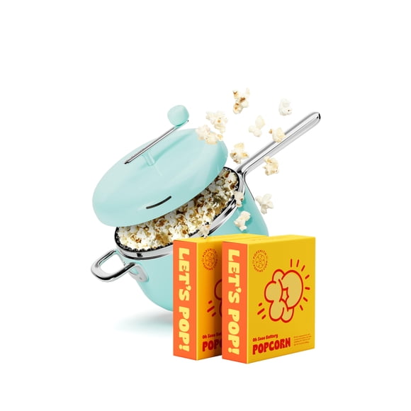 Máquina de palomitas Popsmith de 6 cuartos (5,7 L) para estufa – paquete en color menta