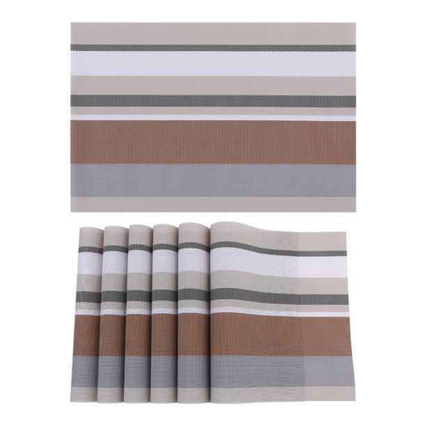 REGALWOVEN Modern Manteles Individuales Juego de 6 Manteles para Decoración de Mesa de Comedor Interior Exterior Lavable Mantel de Cocina Limpiar con Paño Café 18*12in