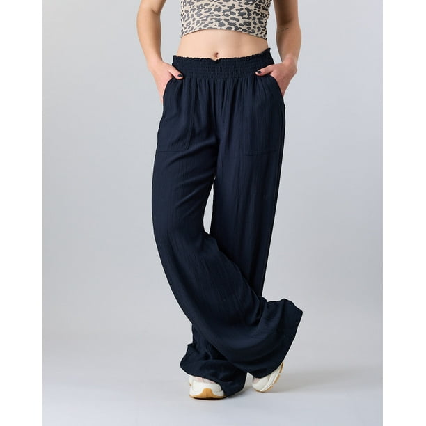 Pantalon Mujer crep cintura elasticada Negro Polemic