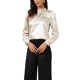 thumbnail image 4 of INSPIRE CHIC Blusas de Satén para Mujeres Elegantes con Cuello Alto y Manga Larga Camisas de Trabajo S Albaricoque, 4 of 6