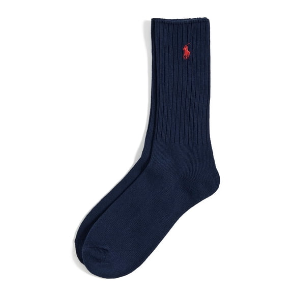 Calcetines redondos POLO RALPH LAUREN para hombre, algodón acanalado, azul marino, 10-13