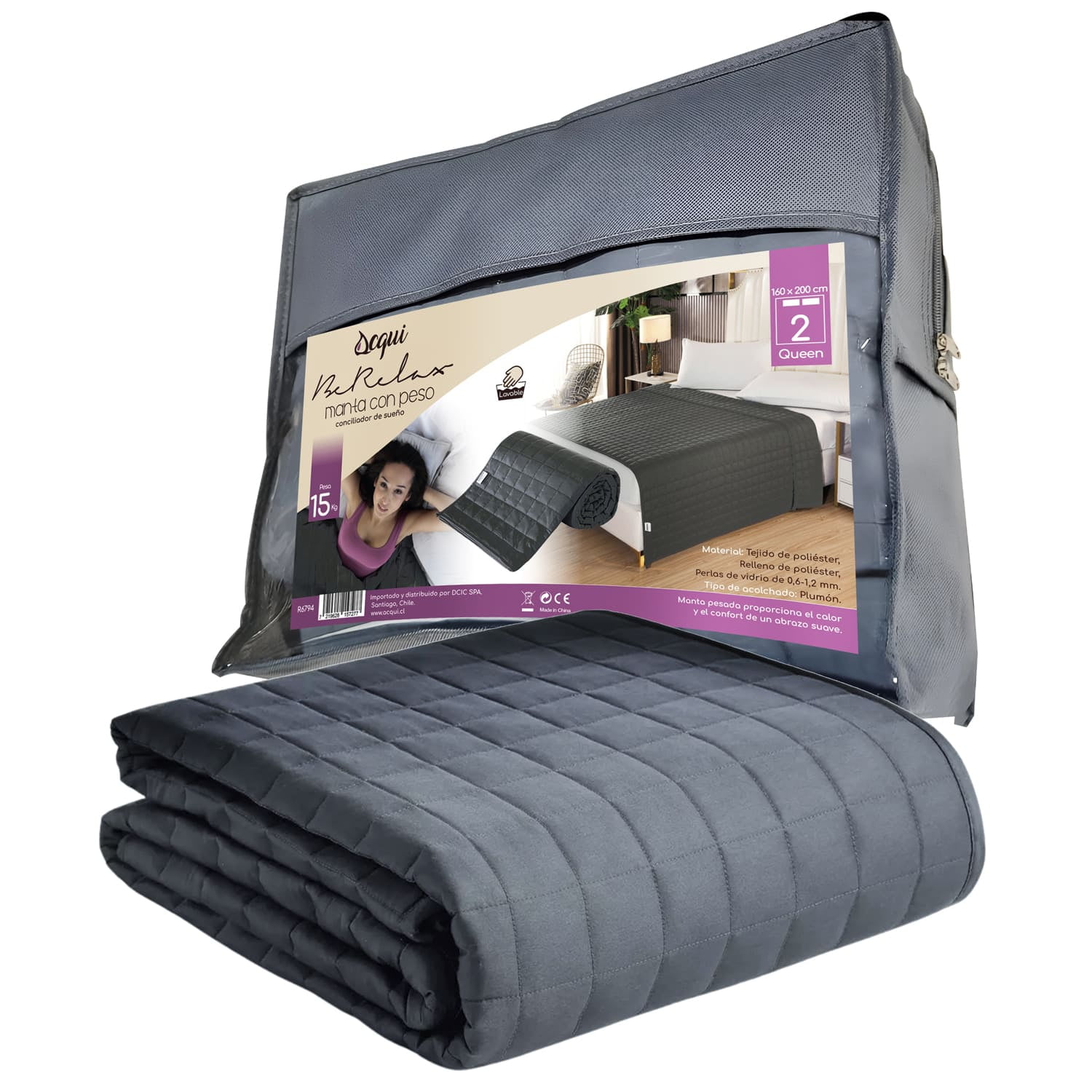 Manta De Gravedad Pesada Queen 15kg Trastorno Sueño Acqui
