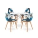 thumbnail image 1 of Comedor Mesa Redonda blanca 100cm + 4 sillas Patchwork wood celeste, 1 of 3