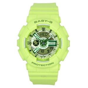 Reloj Casio Baby-G Analog Digital Green Resin Strap Green Dial Quartz Ba-110Yk-3A 100M Women'S Watch