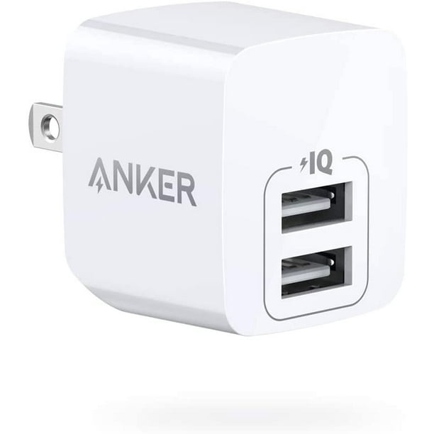 Cargador USB Anker, cargador de teléfono anker PowerPort Mini de doble puerto, cargador de pared USB súper compacto salida 2.4A y enchufe plegable para iPhone 11/11 Pro / Max / 8 / 7 / X, iPad Pro / A