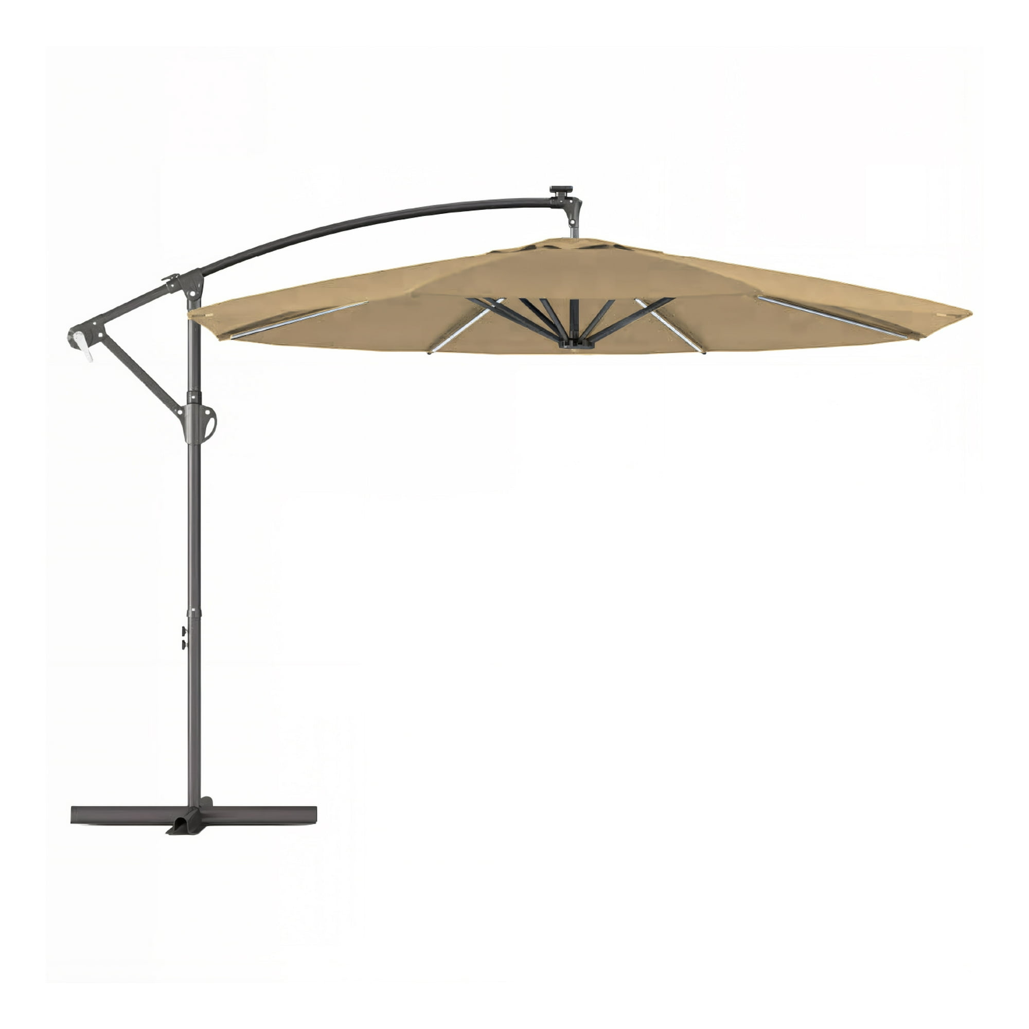 Vincenzi - Quitasol Sombrilla Lateral Terraza 3x3 Panel Solar Luz Led Beige