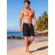 thumbnail image 2 of INSPIRE CHIC Pantalones Cortos de Natación Hawaianos para Hombre con Cintura Elástica y Cordón, Forro Estampado, Talla S, Negro, 2 of 5