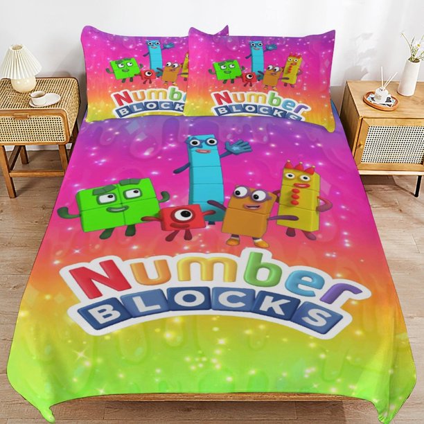 x472 Numberblocks Bed Duvet Cover Microfiber Bedding Sets 3D Printed Lightweight 3 Piece Comforter Sets, 1 Duvet Cover And 2 Pillow Shams for Kids Boys Girls 90"x90" jn472