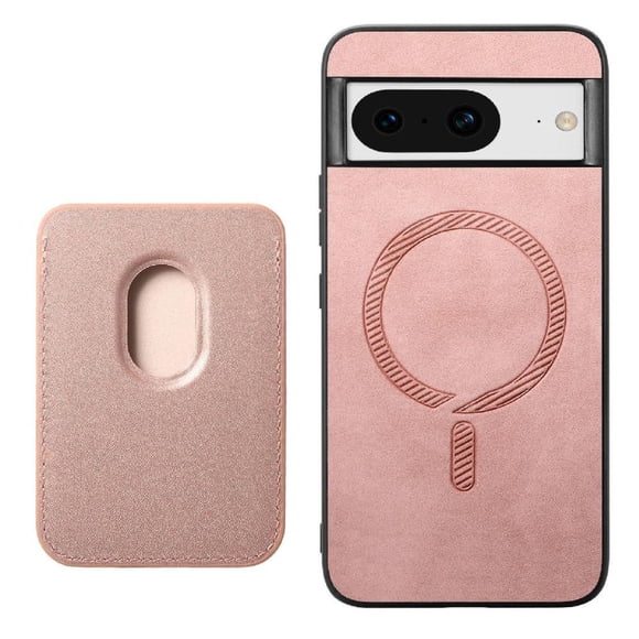 Funda de Cuero Magnética con Tarjetero para Google Pixel 8 Cubierta Delgada Rosa