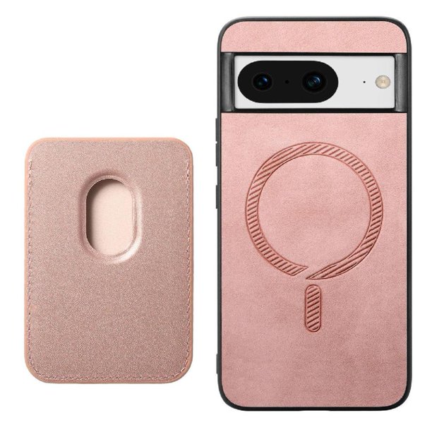 Funda de Cuero Magnética con Tarjetero para Google Pixel 8 Cubierta Delgada Rosa