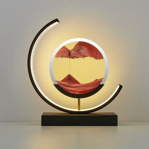 Quicksand Painting Table Lamp, 3D Deep Sea Sandscape In Motion Display Flowing Sand Frame, LED Hourglass Lamp, Relaxing Desktop Home Office Work