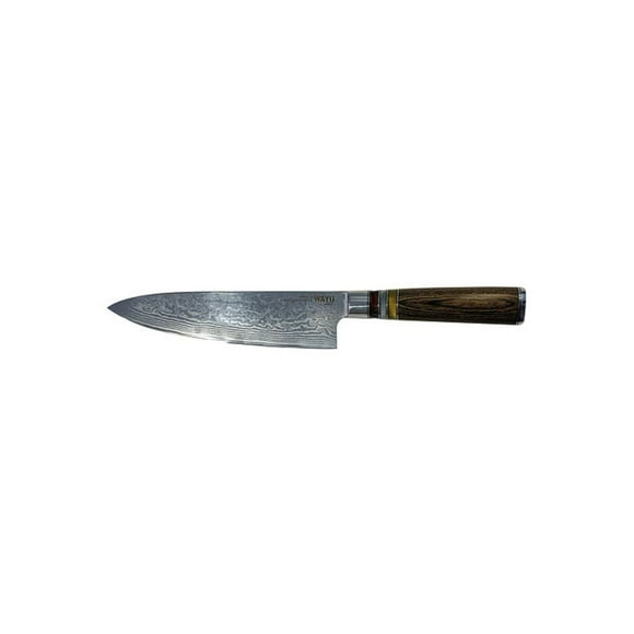 Cuchillo Damascus Brown Pakka Wayu Limited 33cm Resistente