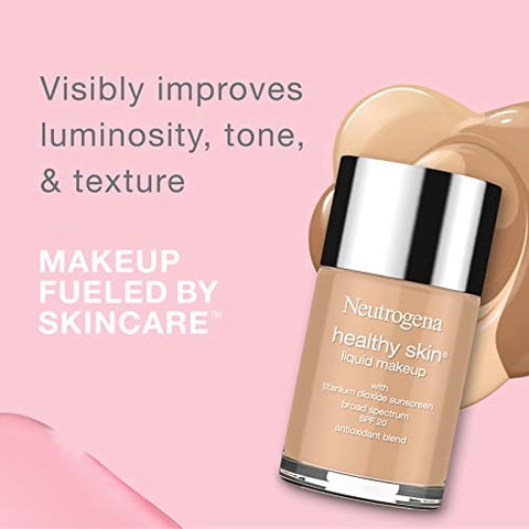 Maquillaje Líquido Neutrogena Healthy Skin Con Fps 20, Cobertura Ligera Y Perfecta, Con Vitamina E Y Feverfew, Tono Soft Beige 50. 1 Fl. Oz