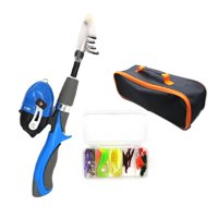 Ioensy - Caña De Pescar Y Carrete Combo Caña De Pescar Para Niños De Viaje Para Pescar Niños Niñas Azul