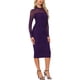 thumbnail image 2 of Vestido de malla INSPIRE CHIC para mujer con cuello alto, manga larga, fruncido, cóctel, ajustado, M, púrpura, 2 of 6