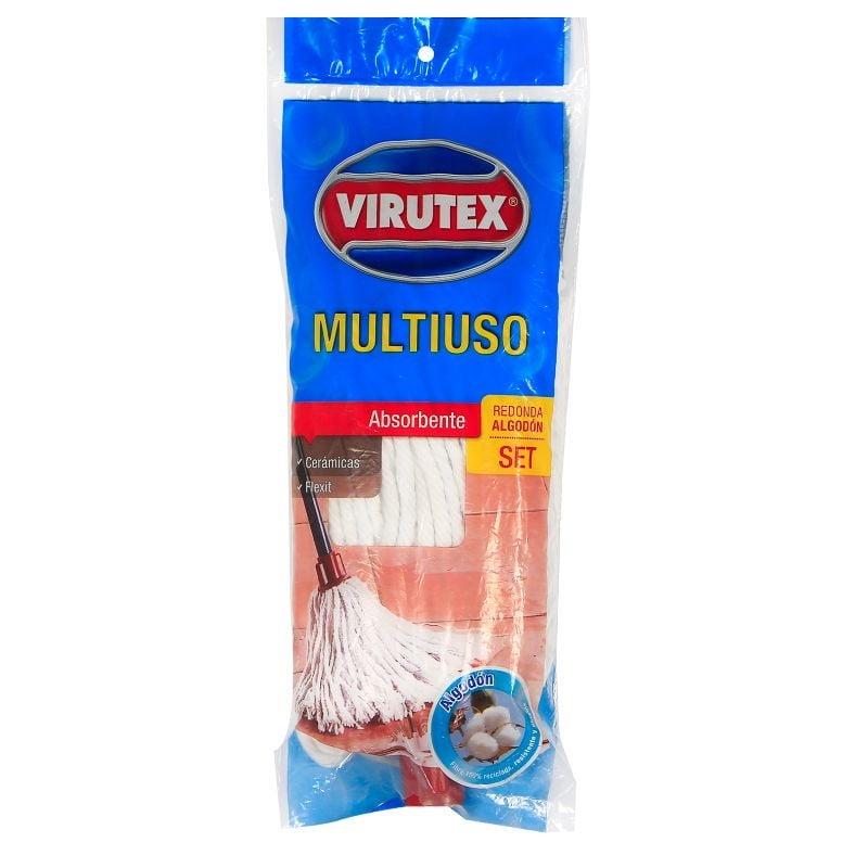 Virutex - Mopa Redonda Set Extra Grande Algodón 165 Grs