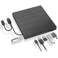 Unidad Óptica Dvd Externa Aaronmei Usb 3.0 Tipo-C Con 4 Puertos Usb Y Lector De Tarjetas Sd