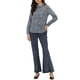 thumbnail image 2 of INSPIRE CHIC Camisa de Mujer con Botones, Estampado Floral Pequeño, Manga Larga, Cuello en Punta, Blusa de Oficina M Gris Azul, 2 of 6