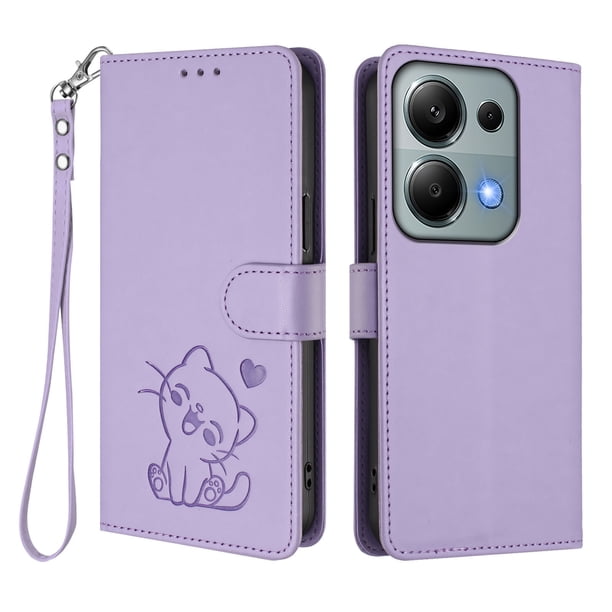 Carcasa Billetera de Cuero Sintético para Xiaomi Redmi Note 14S 4G, Lila Claro