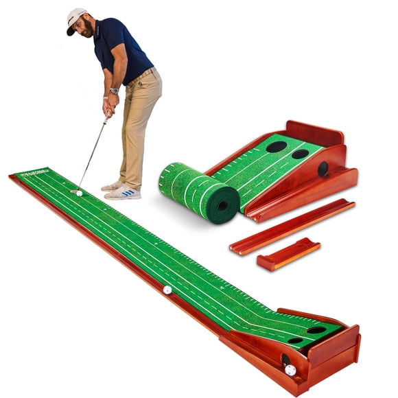 Alfombrilla de golf Perfect Practice de 2 hoyos, 2,9 m con devolución de pelota