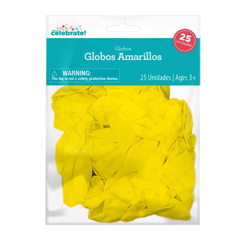 Set 25 Globos De Látex Color Amarillo Way to celebrate