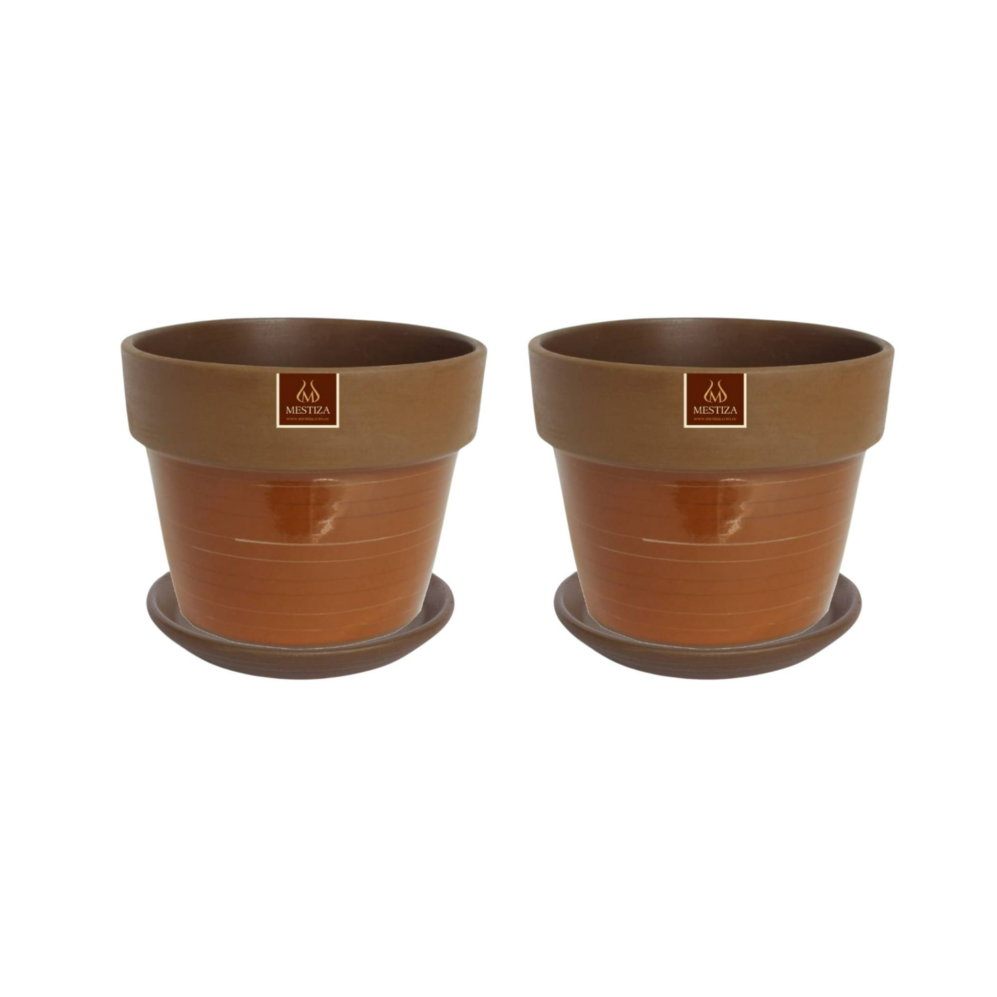 Pottery - Set De 2 Maceta Greta 16cm Mamey Y Sus Platos