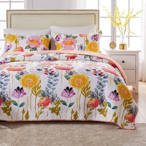 Juego De Colcha Greenland Home Watercolor Dream Gl 1408amsq Full queen