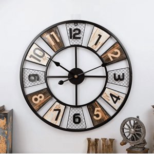 Hogarly - Reloj De Pared Vintage De Metal 60 Cm Diseño Americano