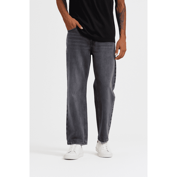 Jeans Hombre Calce Recto Focalizado Gris Claro
