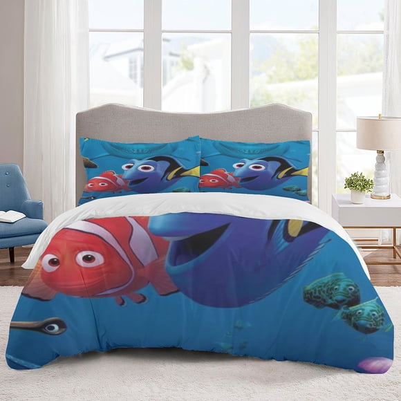 Finding Nemo Bedding Sets Cartoon Duvet Cover Lightweight 3 Piece Bet Sets for Kids Boys Girls