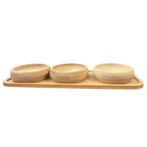 Oem - Set 3 Cuencos Platos Bowl De Bambu Con Base Cocina Hogar