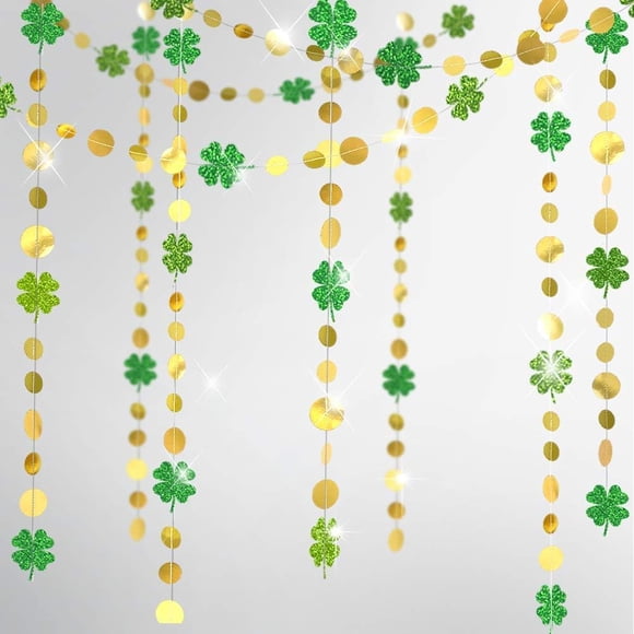 Garland Green Shamrock Día De San Patricio 16 M De Largo