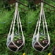 thumbnail image 1 of Paquete de 2 macramé para colgar plantas de interior y exterior, macramé de algodón tejido a mano natural con anilla para decoración del hogar, techo, pared, 20 pulgadas, 1 of 7