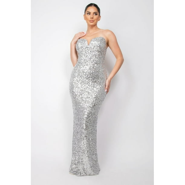 Saronite Vestido de Fiesta Ajustado de Tubo con Lentejuelas