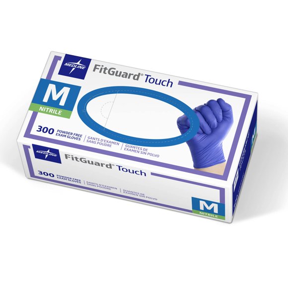 Guantes Medline FitGuard Touch Nitrile Exam 300, talla mediana
