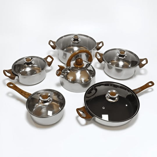 Genérico - Juego Ollas Cocina Batería 12 Pzs Cacerolas Sarten Rondon