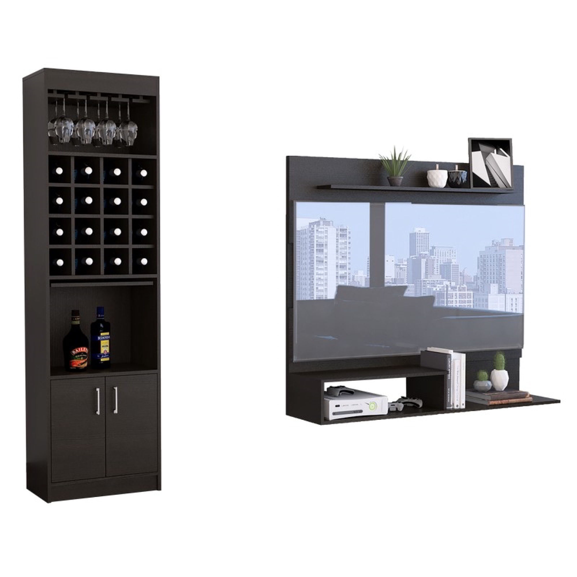 Living Combo Panel Tv 55 Pulgadas Beijing Wengue + Bar