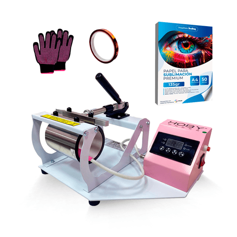 Hobypress - Estampadora De Tazas 11Oz Rosa + Insumos
