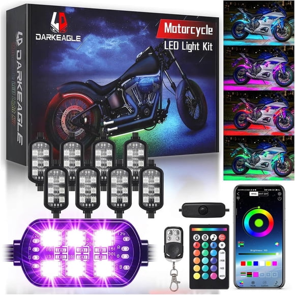 Kit Led Rgb Para Moto Ld 8pcs App 12v