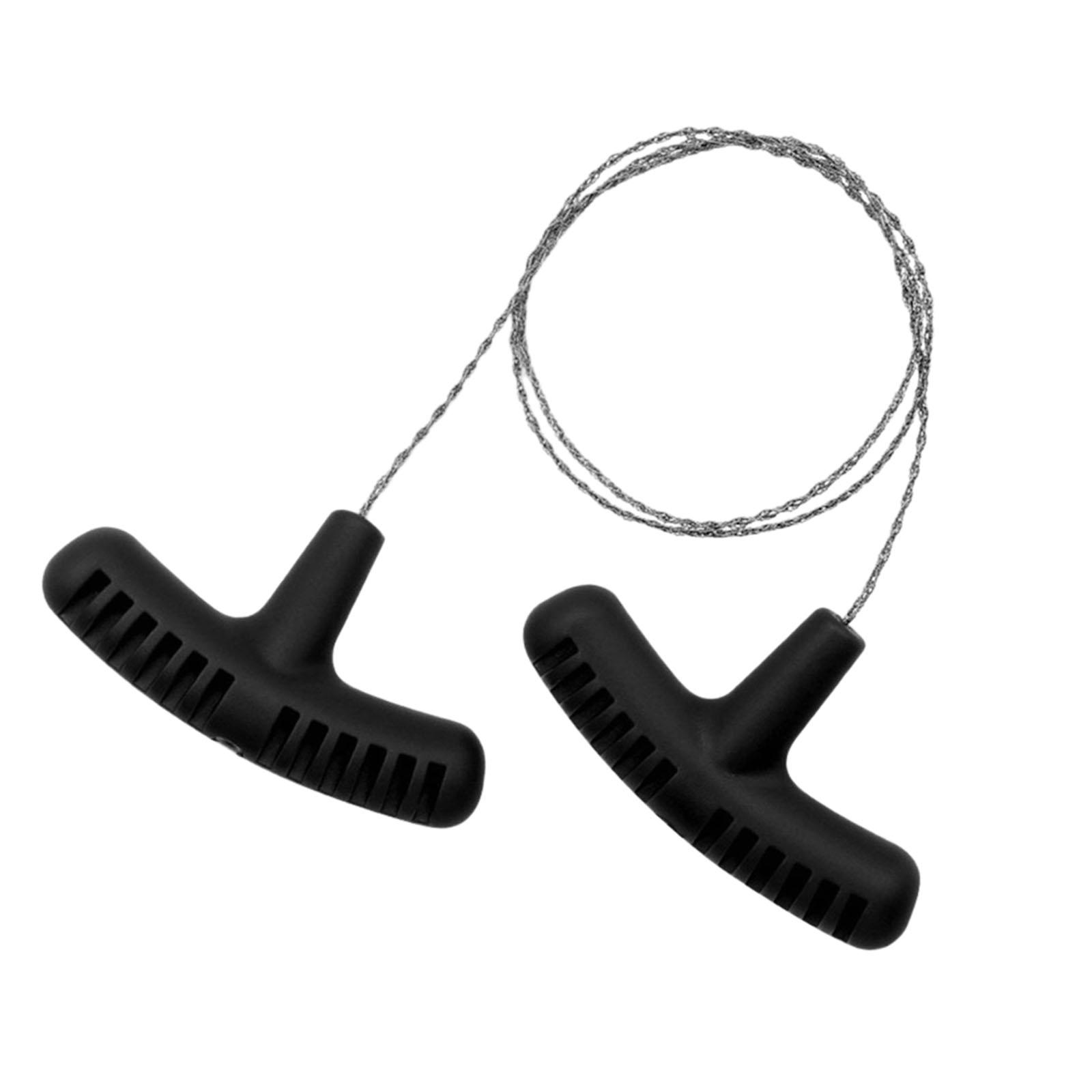 Magideal - De Alambre De Acero Inoxidable, Mango Cómodo De Bolsillo, Manual De Cuerda De Acero Portátil, De Cadena Manual Para Senderismo Al Negro