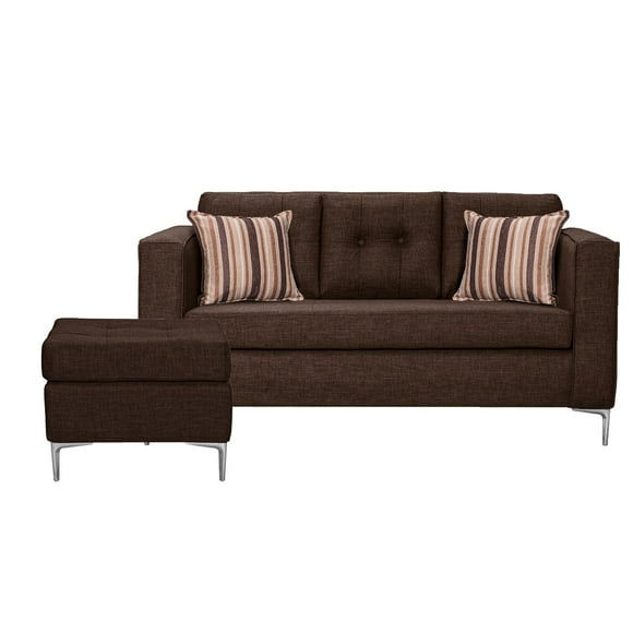 Sofá Astra 3C + 1 Pouf-Met Tela Chocolate