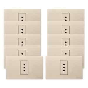 Want - Pack 10 Tomacorriente Simple Metálico 10A - Dorado