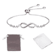 thumbnail image 2 of Pulsera infinito ajustable de plata ley S925 + bolsa + #5, 2 of 3