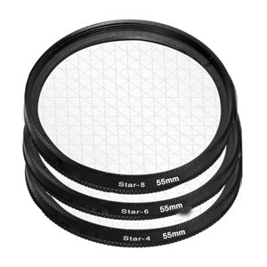 Magideal - De Estrella De 3 Piezas, De Efectos De Lente De Línea De Estrella De 4 Puntos, 6 Puntos, 8 Puntos Con Bolsa De Almacenamiento , 55 Mm