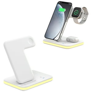 Genérico - 4 En 1 Cargador Inalámbrico Para Teléfonos Móviles Compatible Con Apple Android 15W Carga Rápida Teléfono Móvil Soporte Cargador Inalámbrico-Blanco