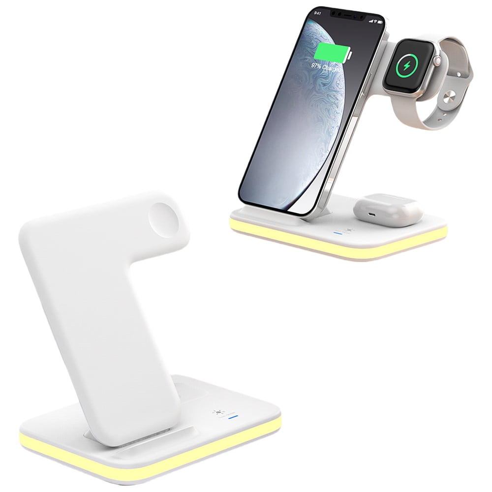 Genérico - 4 En 1 Cargador Inalámbrico Para Teléfonos Móviles Compatible Con Apple Android 15w Carga Rápida Teléfono Móvil Soporte Cargador Inalámbrico-blanco