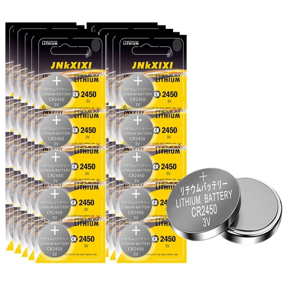 Batería JNKXIXI CR2450 de iones de litio, 600 mAh, 3 V (paquete de 50)