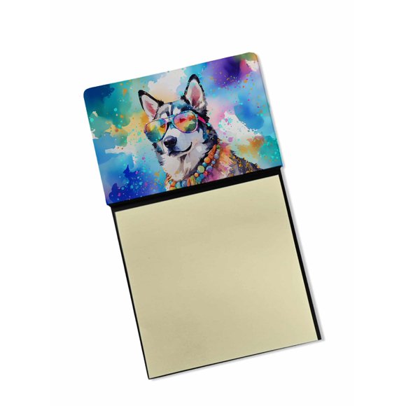 Dispensador recargable con soporte para notas adhesivas, husky siberiano