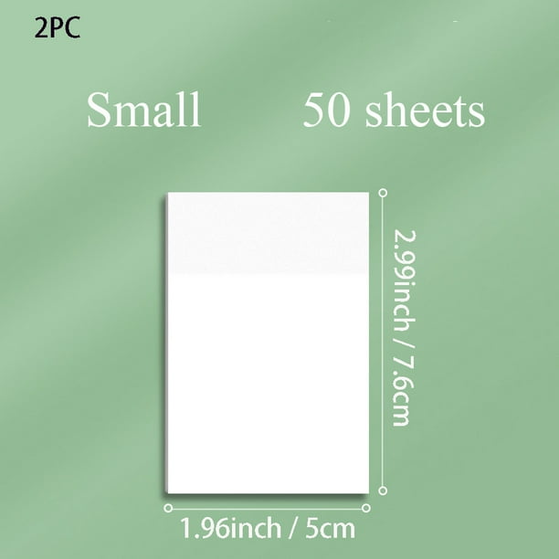 2pcs Transparent Sticker Sticky Note Memo Pad Notepad Diary School Stationery Office Supplies (50 Sheets/book) S: 2.99*1.96inch/ 7.6*5CM M: 2.99*2.99inch / 7.6*7.6cm L: 3.74*2.75inch /9.5*7CM
