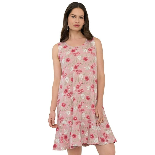 Vestido Mujer Sin Mangas Print Palo Rosa Corona